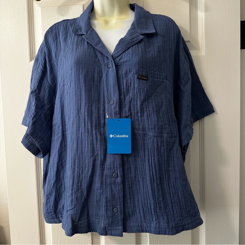 NWT Blue Columbia Holly Hideaway Breeze Top size 1x